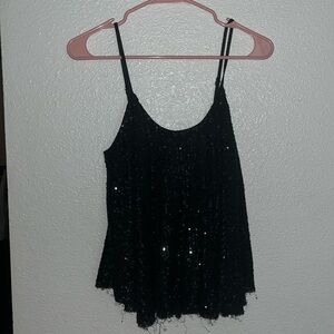 Women’s Size Med ]She+Sky black sequined blouse!
